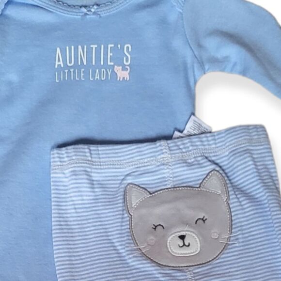 NWT Carter's Auntie's Little Lady Bodysuit and Pants Set with Kittens - Picture 2 of 3